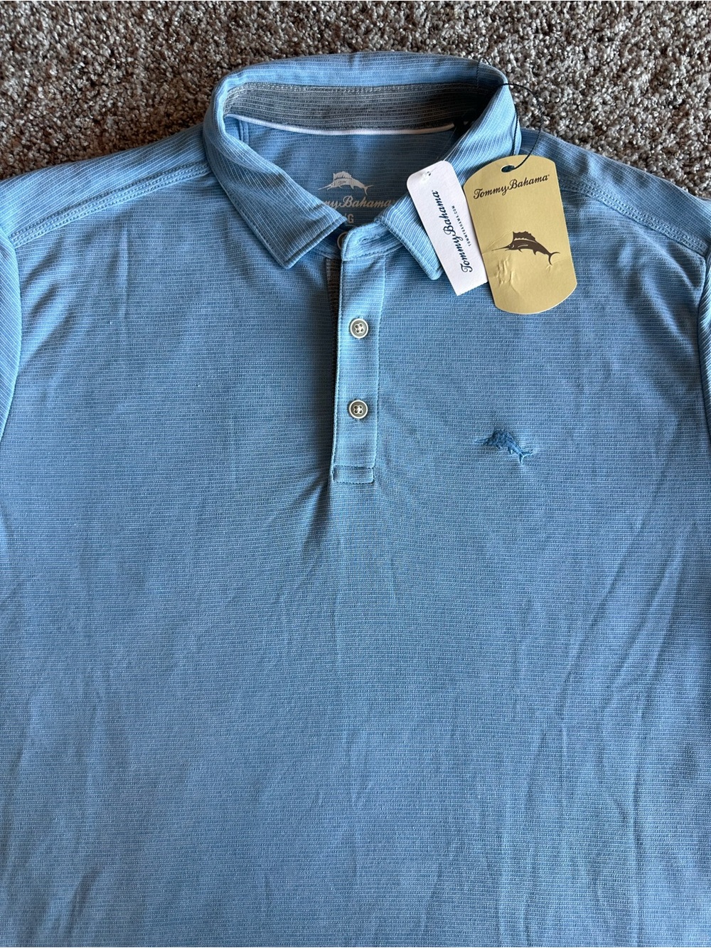 Tommy Bahama Tranquil Bay Knit Polo Shirt Blue Short Sleeve Men’s Large NWT